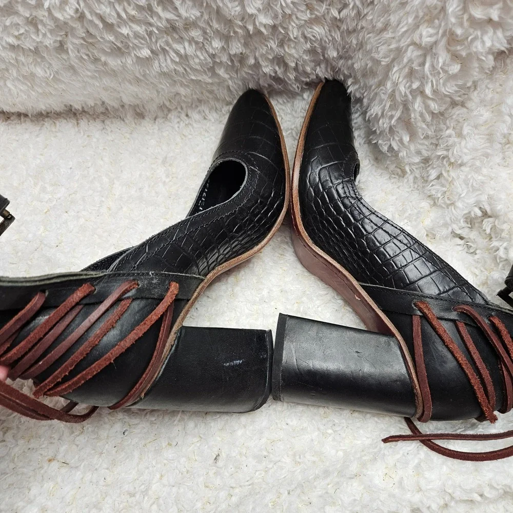 Freebird by Steven Jillian Leather Block Heel Pumps sz 10